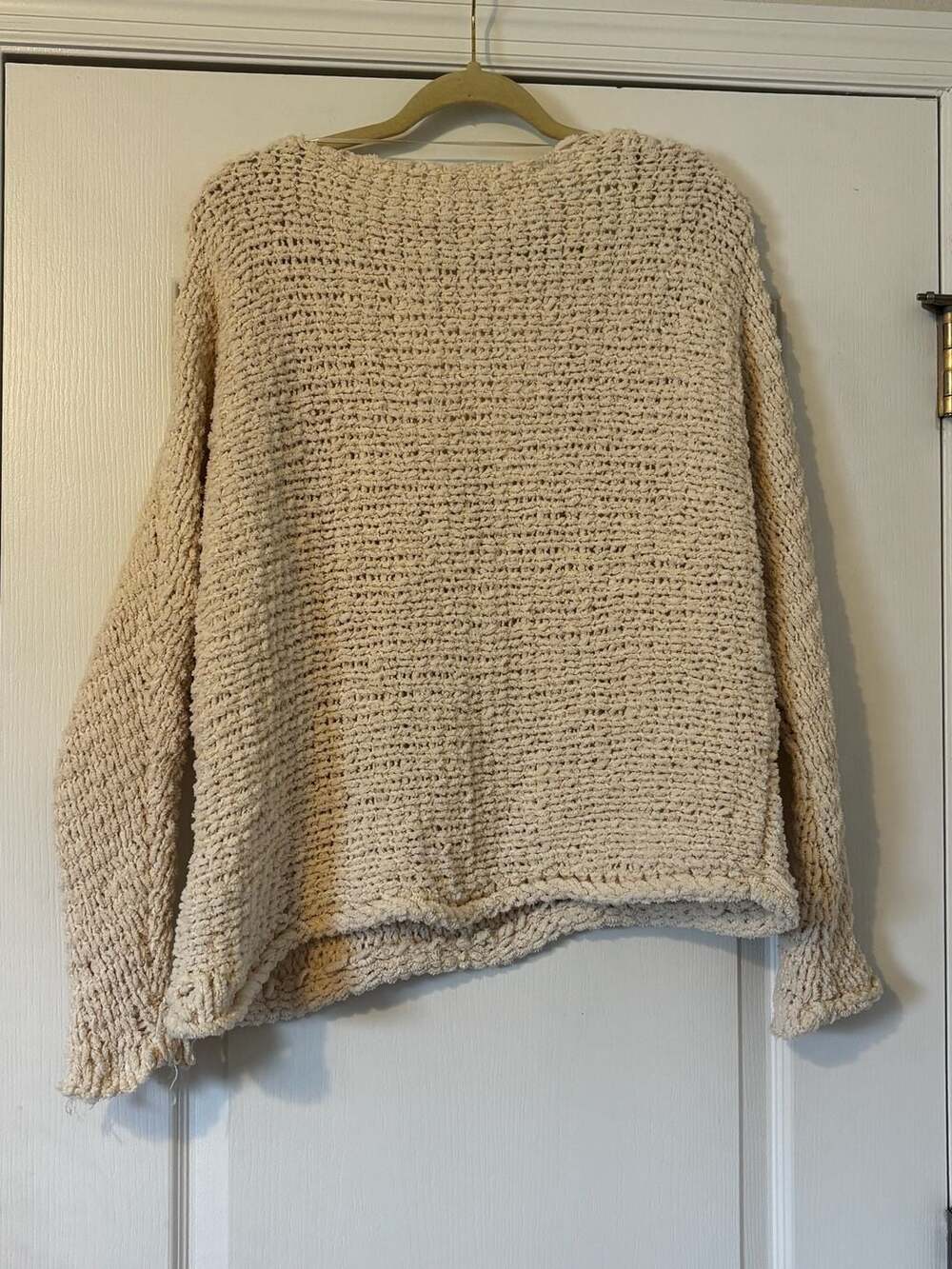 Free People My Only Sunshine Oversized V-Neck Chunky Knit Sweater Cream Size XS - Picture 2 of 5